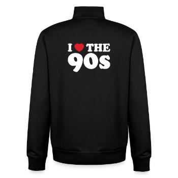 I love the 90s - Unisex Organic Zip Sweatshirt by Stanley/Stella - black - Back - AI Model Male 185 light (185cm)