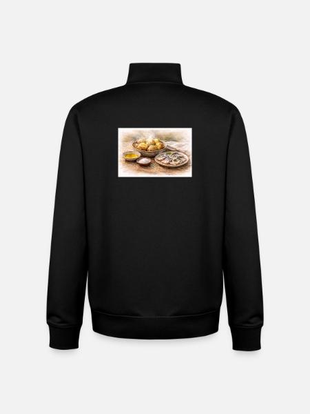Jacket potatoes with herring Ukrainian - Unisex Organic Zip Sweatshirt by Stanley/Stella - black