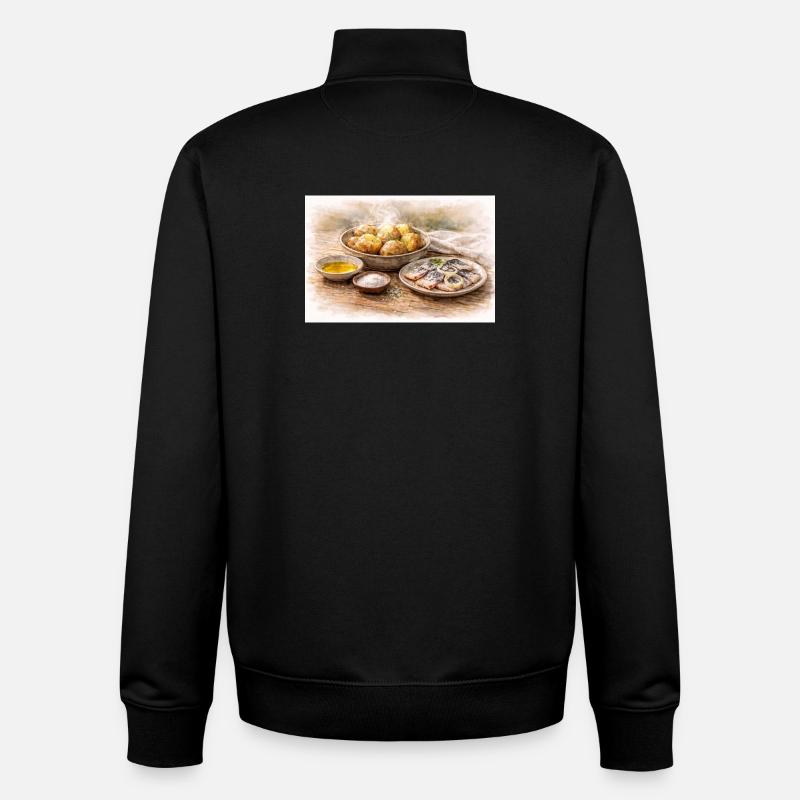 Jacket potatoes with herring Ukrainian - Unisex Organic Zip Sweatshirt by Stanley/Stella - black