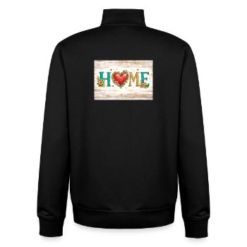 Heart flowers HOME letters - Unisex Organic Zip Sweatshirt by Stanley/Stella - black - Back - AI Model Male 185 light (185cm)