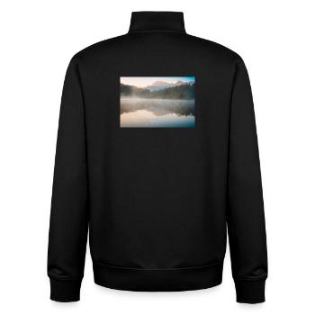Morgennebel am stillen See - Unisex Organic Zip Sweatshirt von Stanley/Stella - Schwarz - Hinten - AI Model Male 185 light (185cm)