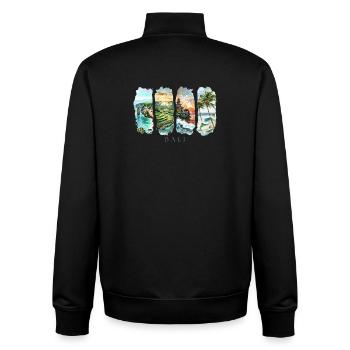 Design de Bali – Motif de vacances sur une île tropicale - Sweat zippé unisexe en coton bio Stanley/Stella - noir - Dos - AI Model Male 185 light (185cm)