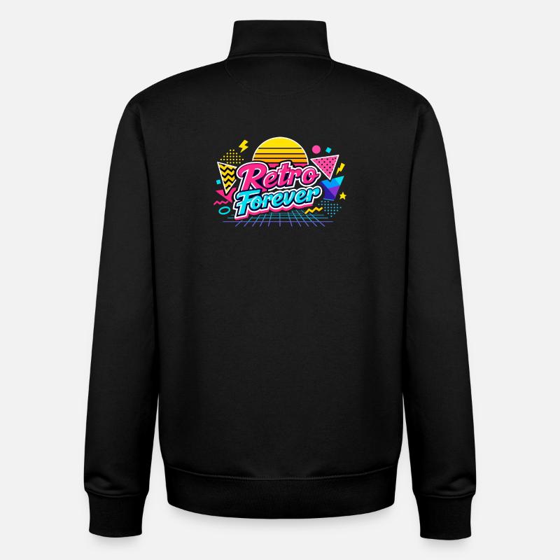 Retro Forever Neon 80er Vibe - Unisex Organic Zip Sweatshirt von Stanley/Stella - Schwarz