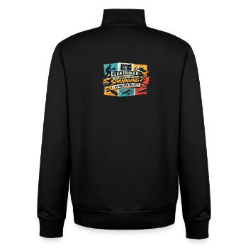 Electrician Under Voltage Comic - Unisex Organic Zip Sweatshirt by Stanley/Stella - black - Back - AI Model Male 185 light (185cm)