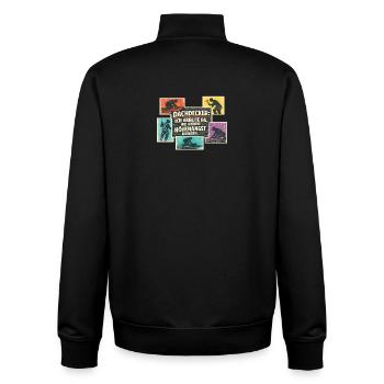Couvreur parlant de Rétro Collage - Sweat zippé unisexe en coton bio Stanley/Stella - noir - Dos - AI Model Male 185 light (185cm)