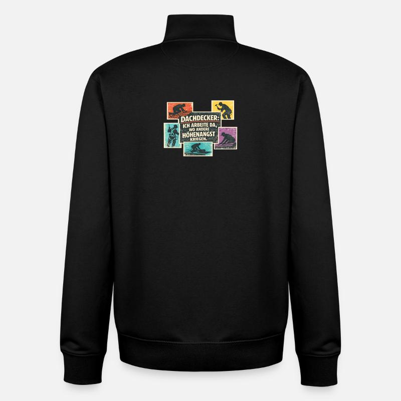 Dachdecker Spruch Retro Collage - Unisex Organic Zip Sweatshirt von Stanley/Stella - Schwarz