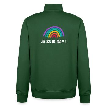 Je suis gay – arc-en-ciel fierté LGBTQ+ - Sweat zippé unisexe en coton bio Stanley/Stella - vert bouteille - Dos - AI Model Male 185 dark (185cm)