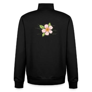 Cherry blossom in embroidery style - Unisex Organic Zip Sweatshirt by Stanley/Stella - black - Back - AI Model Male 185 light (185cm)