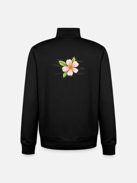 Cherry blossom in embroidery style - Unisex Organic Zip Sweatshirt by Stanley/Stella - black