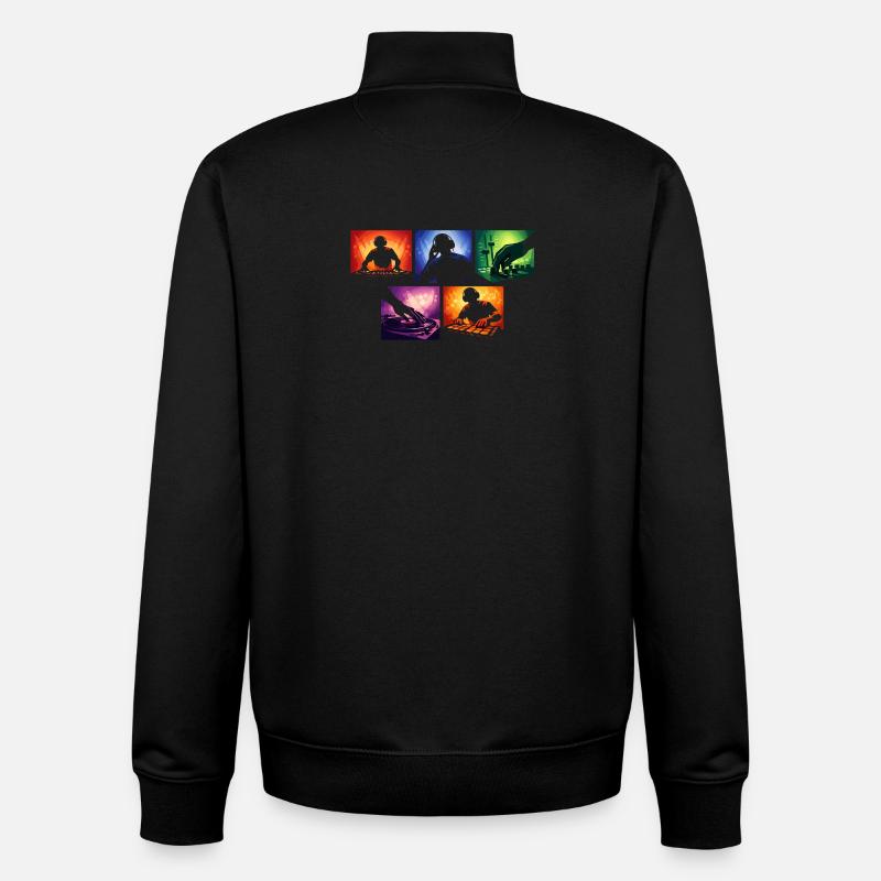 Schallwellen DJ-Set Farbexplosion - Unisex Organic Zip Sweatshirt von Stanley/Stella - Schwarz