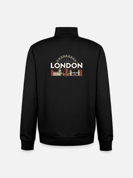 London Skyline and Ferris Wheel - Unisex Organic Zip Sweatshirt by Stanley/Stella - black