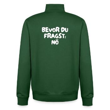 bevor du fragst: nö - Unisex Organic Zip Sweatshirt von Stanley/Stella - Flaschengrün - Hinten - AI Model Male 185 dark (185cm)