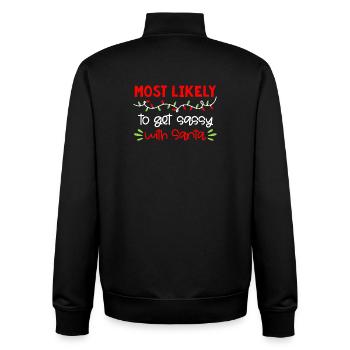Le plus susceptible de devenir sexy avec le Père Noël - Sweat zippé unisexe en coton bio Stanley/Stella - noir - Dos - AI Model Male 185 light (185cm)