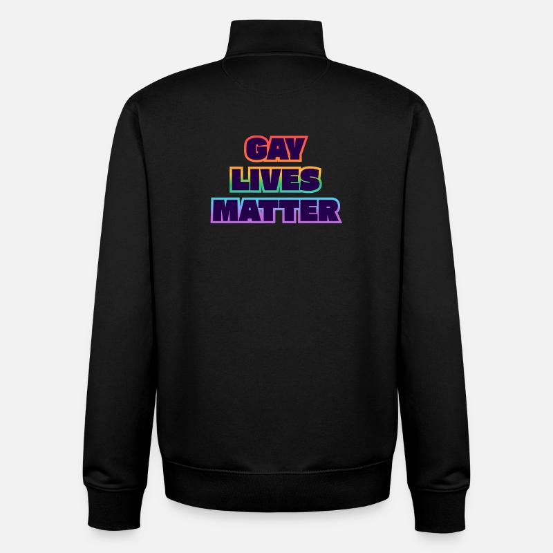 Gay Lives Matter Rainbow Statement - Unisex Organic Zip Sweatshirt by Stanley/Stella - black