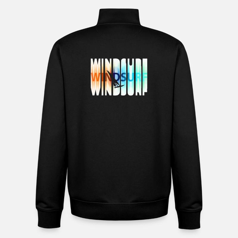Schriftzug_bunt_windsurfen - Sweat zippé unisexe en coton bio Stanley/Stella - noir