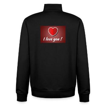 Je t’aime - Affiche avec cœur - Sweat zippé unisexe en coton bio Stanley/Stella - noir - Dos - AI Model Male 185 light (185cm)