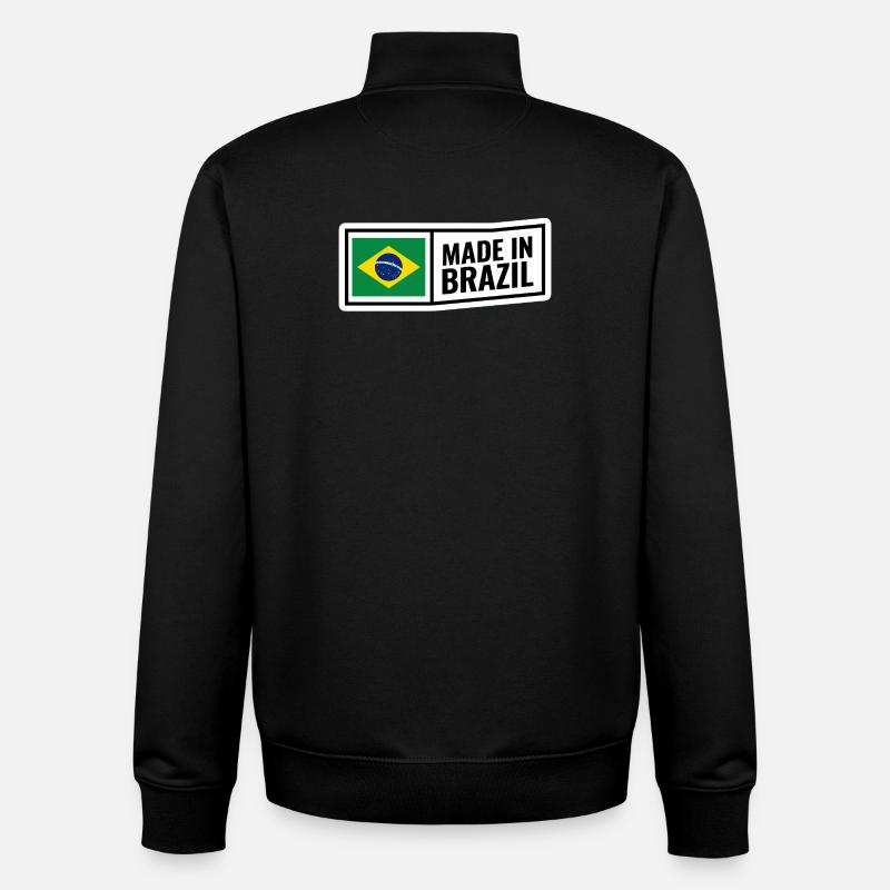 Brésil - Sweat zippé unisexe en coton bio Stanley/Stella - noir