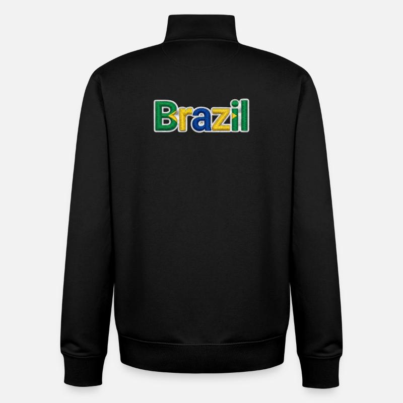 Brésil - Sweat zippé unisexe en coton bio Stanley/Stella - noir