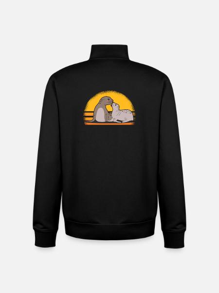Seal med baby søde sæler sæler gave - Stanley/Stella unisex sweatshirt med lynlås i økologisk - sort