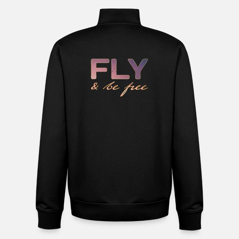 Volez et soyez LIBRE - Sweat zippé unisexe en coton bio Stanley/Stella - noir