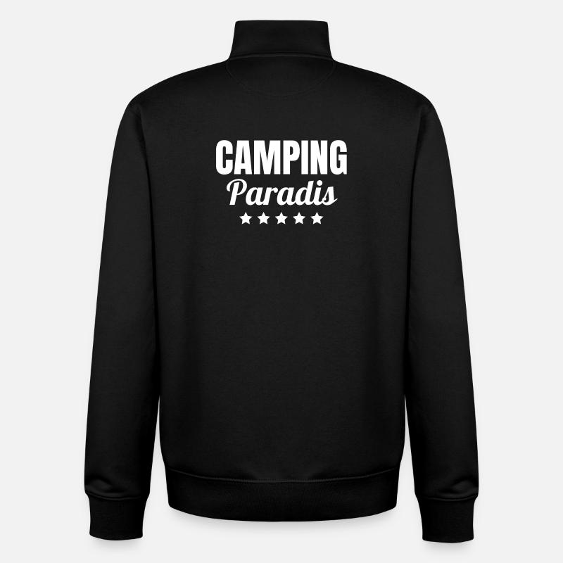 camping, camping car, camping paradis - Sweat zippé unisexe en coton bio Stanley/Stella - noir