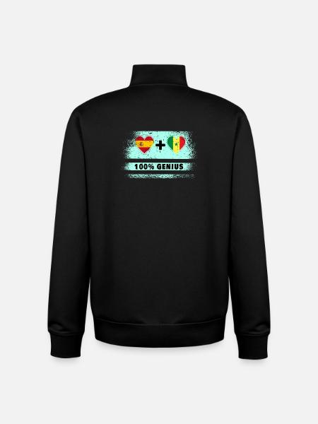 Spain and Senegal flag 100% genius - Unisex Organic Zip Sweatshirt by Stanley/Stella - black