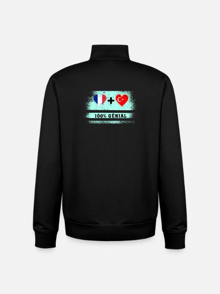 Flag France and Turkey 100% awesome - Unisex Organic Zip Sweatshirt by Stanley/Stella - black