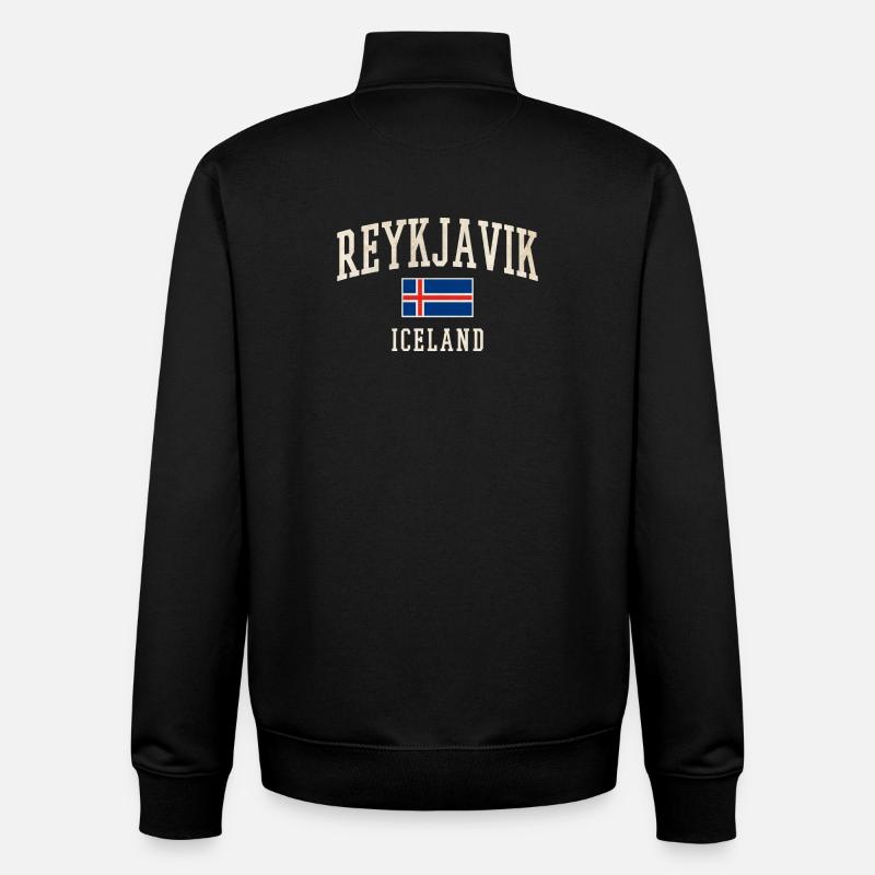 Reykjavik Iceland Vintage Flag Tee - Unisex Organic Zip Sweatshirt von Stanley/Stella - Schwarz