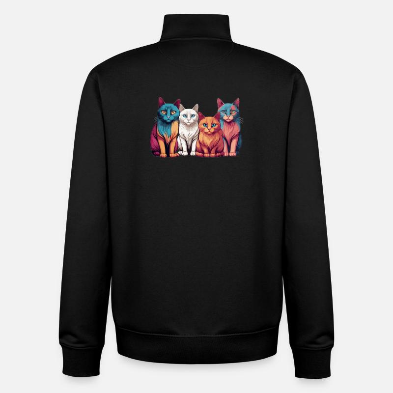 Gang de chats - Sweat zippé unisexe en coton bio Stanley/Stella - noir