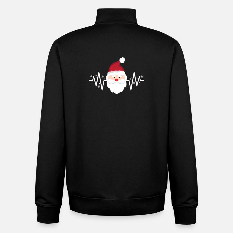 Père Noël Cool Heartbeat - Sweat zippé unisexe en coton bio Stanley/Stella - noir
