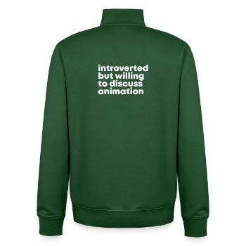 Animation - Unisex Organic Zip Sweatshirt von Stanley/Stella - Flaschengrün - Hinten - AI Model Male 185 dark (185cm)