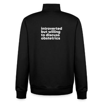 Geburtshilfe - Unisex Organic Zip Sweatshirt von Stanley/Stella - Schwarz - Hinten - AI Model Male 185 light (185cm)