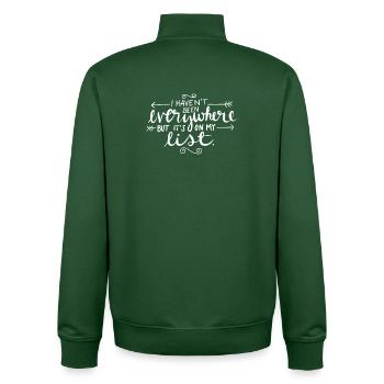 Je n’ai pas été partout Déclaration de voyage - Sweat zippé unisexe en coton bio Stanley/Stella - vert bouteille - Dos - AI Model Male 185 dark (185cm)