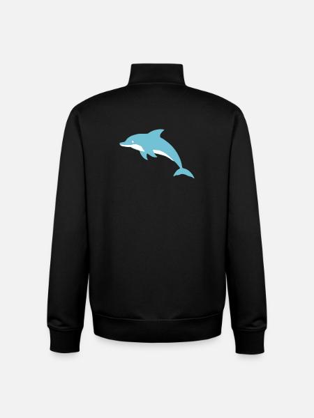 Dolphin Dolphins T-shirt Gift - Unisex Organic Zip Sweatshirt by Stanley/Stella - black