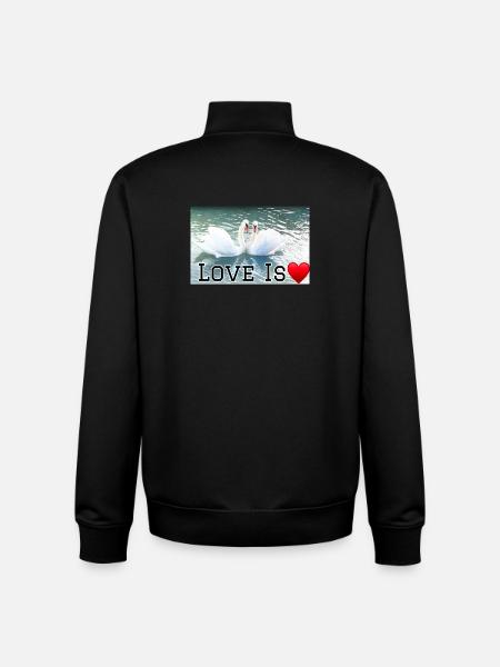 Love is Swan's Heart - Unisex Organic Zip Sweatshirt by Stanley/Stella - black