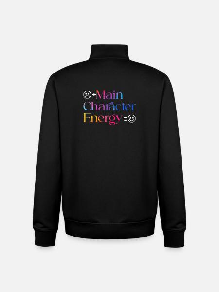 Main Character Energy smilie - Unisex Organic Zip Sweatshirt by Stanley/Stella - black