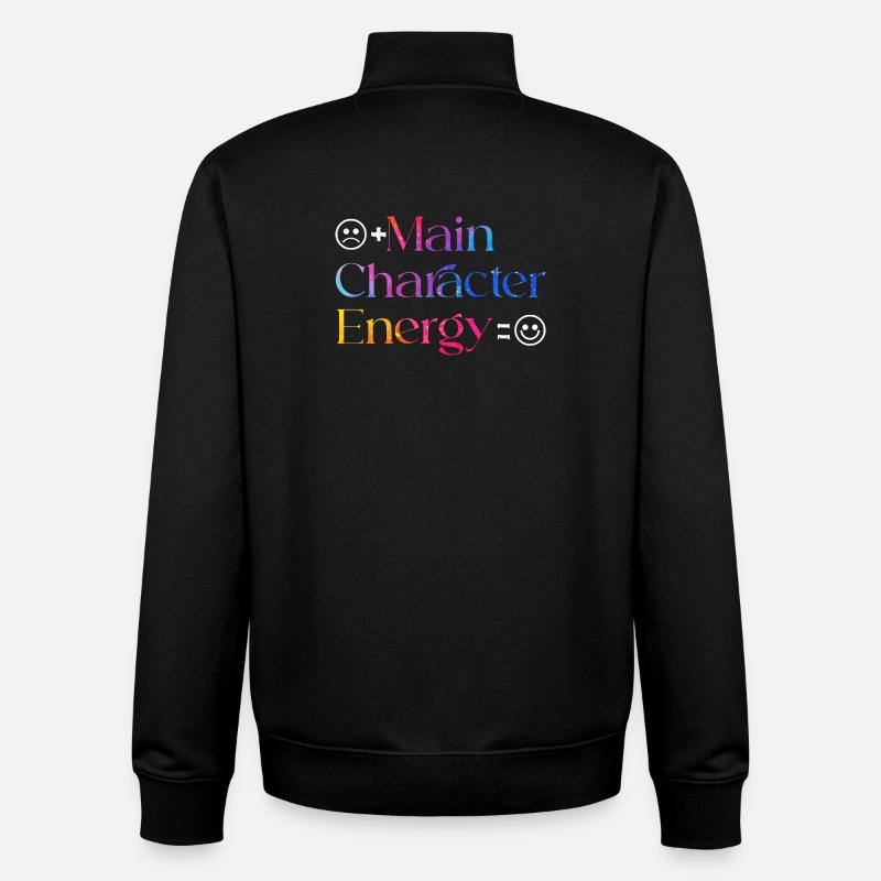 Main Character Energy smilie - Unisex Organic Zip Sweatshirt by Stanley/Stella - black