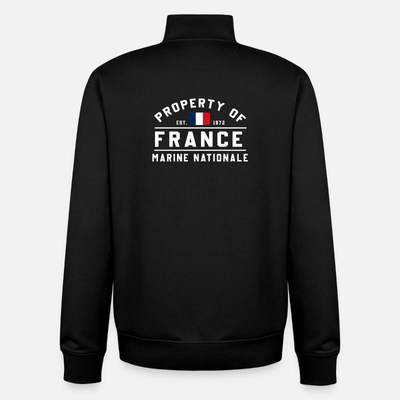 Propriété de la Marine nationale - Sweat zippé unisexe en coton bio Stanley/Stella - noir