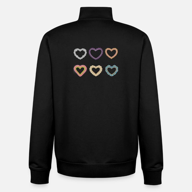 Cœurs en dentelle en filigrane - Sweat zippé unisexe en coton bio Stanley/Stella - noir