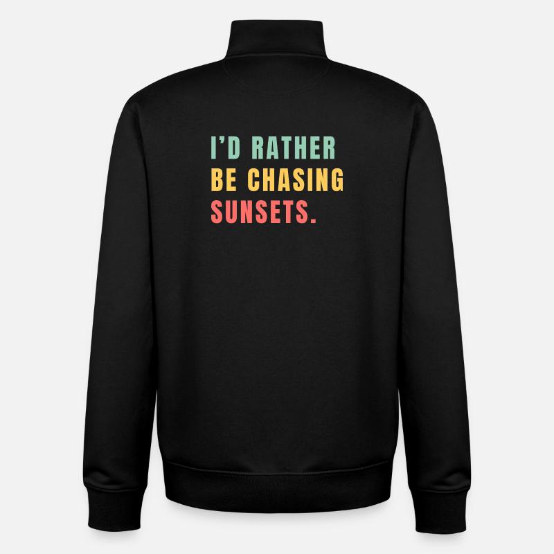 I'd rather be chasing sunsets - Unisex Organic Zip Sweatshirt by Stanley/Stella - black
