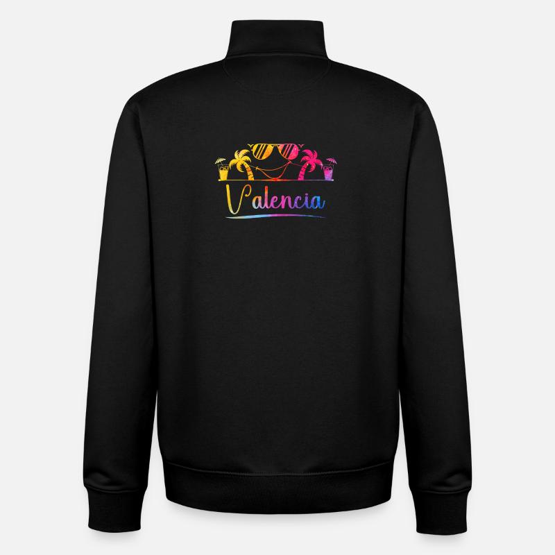 Couleurs de Valencia Beach - Sweat zippé unisexe en coton bio Stanley/Stella - noir
