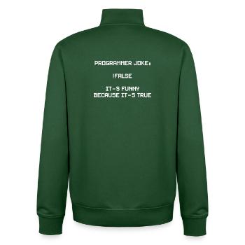 Funny programmer motif for developers, coders - Unisex Organic Zip Sweatshirt by Stanley/Stella - bottle green - Back - AI Model Male 185 dark (185cm)