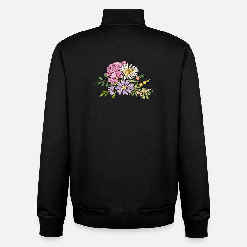 Bouquet de fleurs - Sweat zippé unisexe en coton bio Stanley/Stella - noir