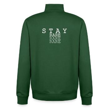 Conception triple texte Stay Rare - Sweat zippé unisexe en coton bio Stanley/Stella - vert bouteille - Dos - AI Model Male 185 dark (185cm)