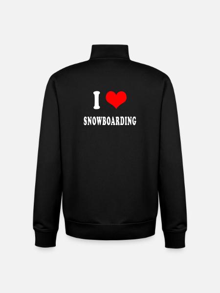 J'adore le snowboard - Sweat zippé unisexe en coton bio Stanley/Stella - noir