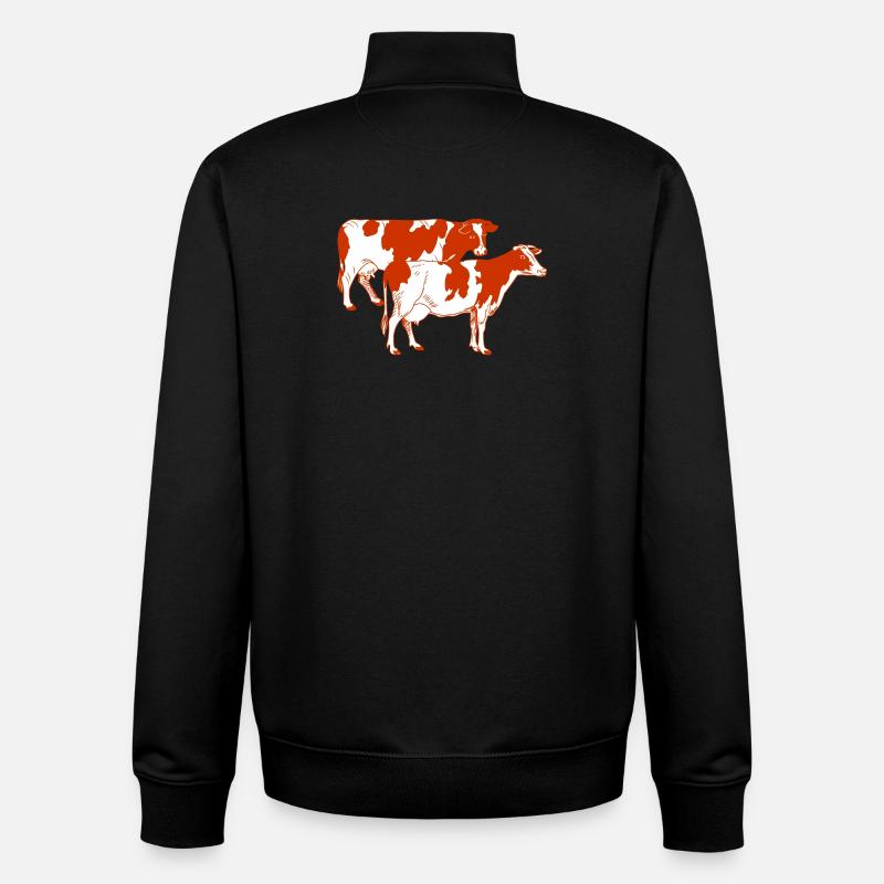 Two red-spotted cows - Unisex Organic Zip Sweatshirt by Stanley/Stella - black