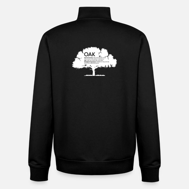OAK Eichen mit Informationen Naturschutz Baum Wald - Unisex Organic Zip Sweatshirt von Stanley/Stella - Schwarz