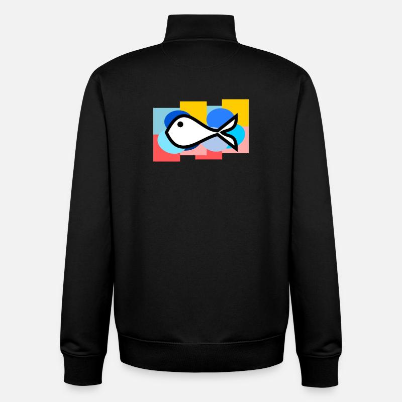 POISSON D'AVRIL. POISSON. SARDINE. ANNIVERSAIRE - Sweat zippé unisexe en coton bio Stanley/Stella - noir