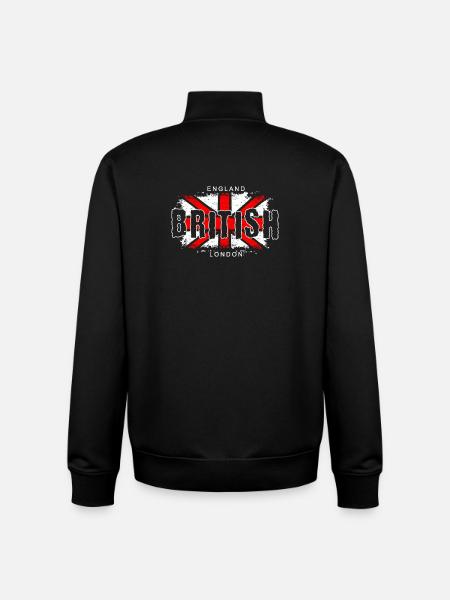 Drapeau anglais avec croix et texte - Sweat zippé unisexe en coton bio Stanley/Stella - noir