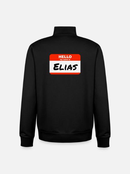Hello My Name Is Elias Label Name Tag - Unisex Organic Zip Sweatshirt by Stanley/Stella - black